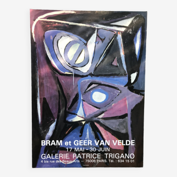 Bram et Geer VAN VELDE, Galerie Patrice Trigano, 1984. Affiche originale en couleurs