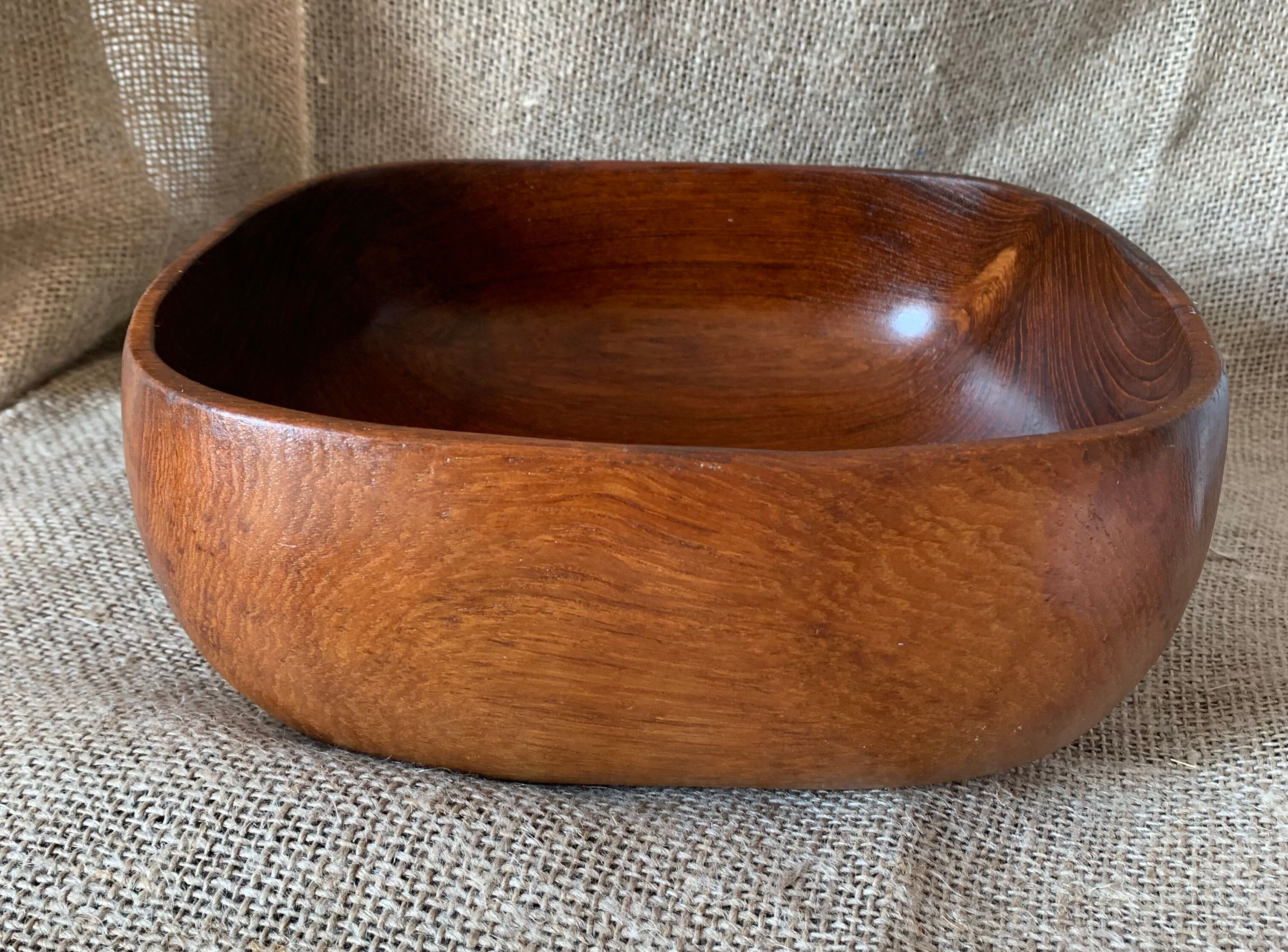 Square teak bowl