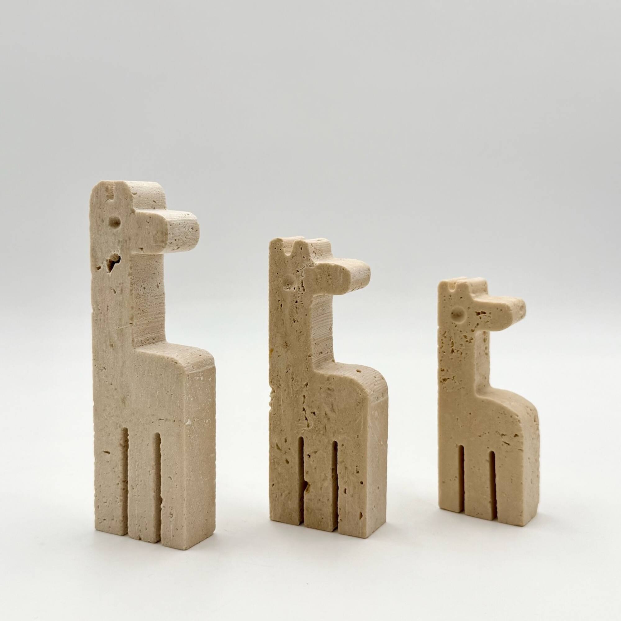 Set of Three Vintage Italian Travertine Animal Sculptures