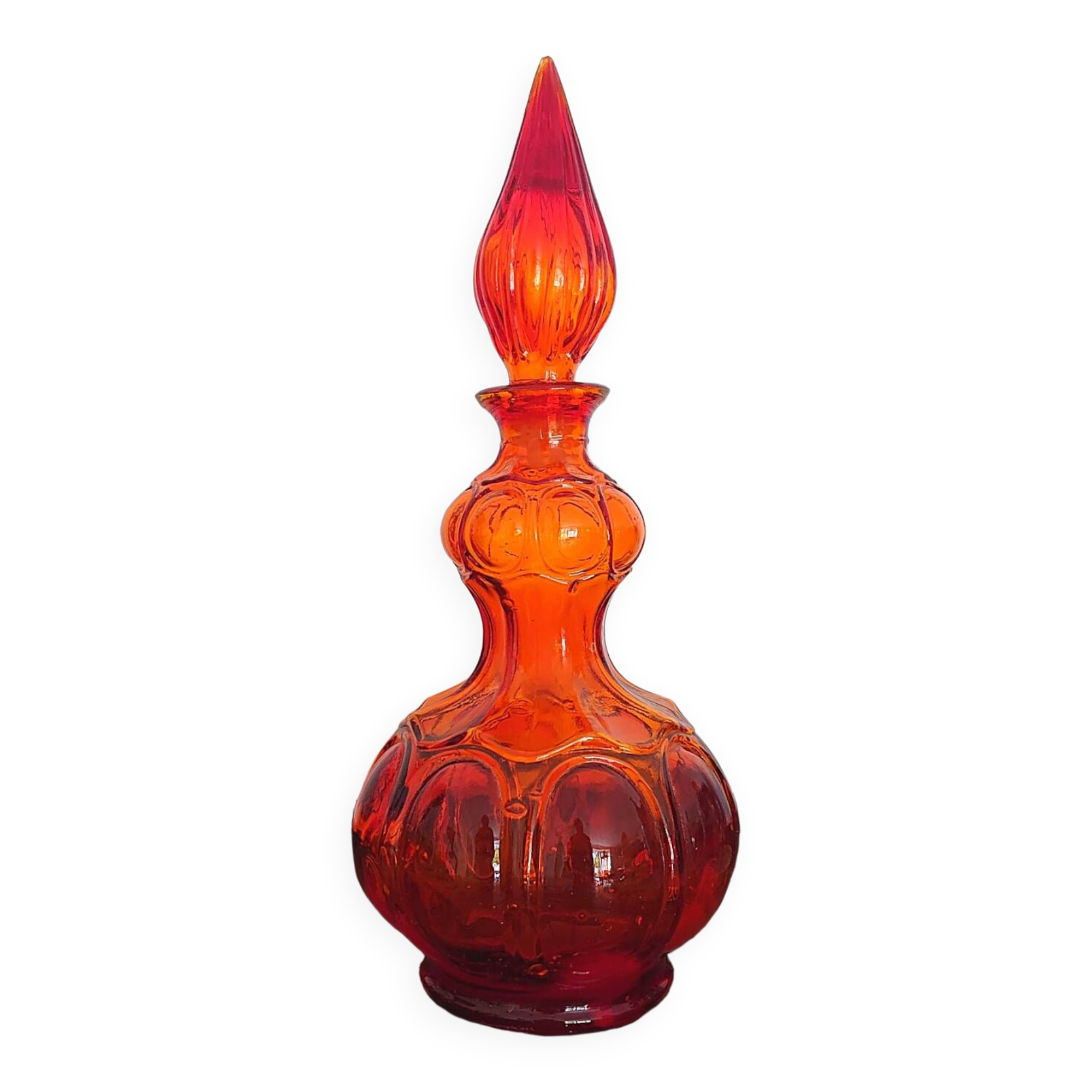 Amber orange corset empoli bottle with stopper