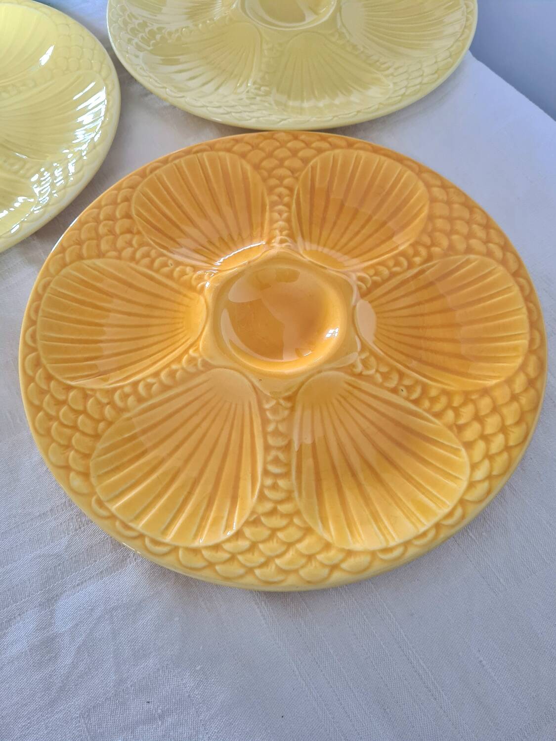 Digoin Sarreguemines oyster plates in slip