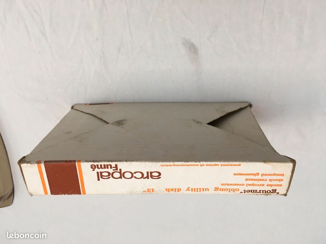 Dish vintage rectangular 35 cm arcopal smoked "gourmet" for oven