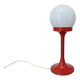 Tulip foot lamp, 1970, red lacquered aluminium and opaline