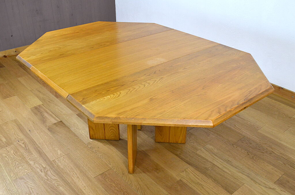 Table de repas en orme vintage Maison Regain, 1980
