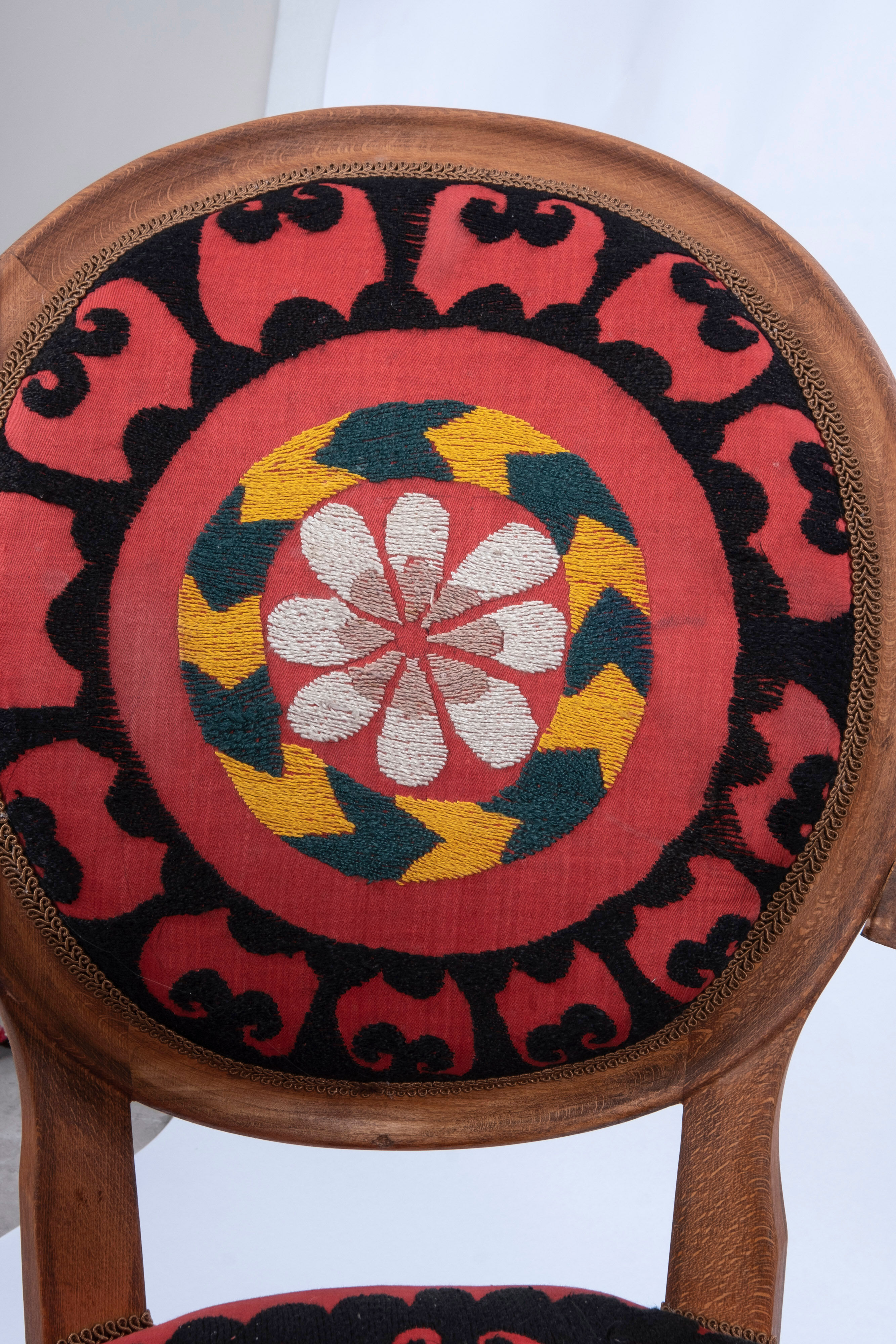 Bohemian chair, Suzani embroidery armchair with bergere style