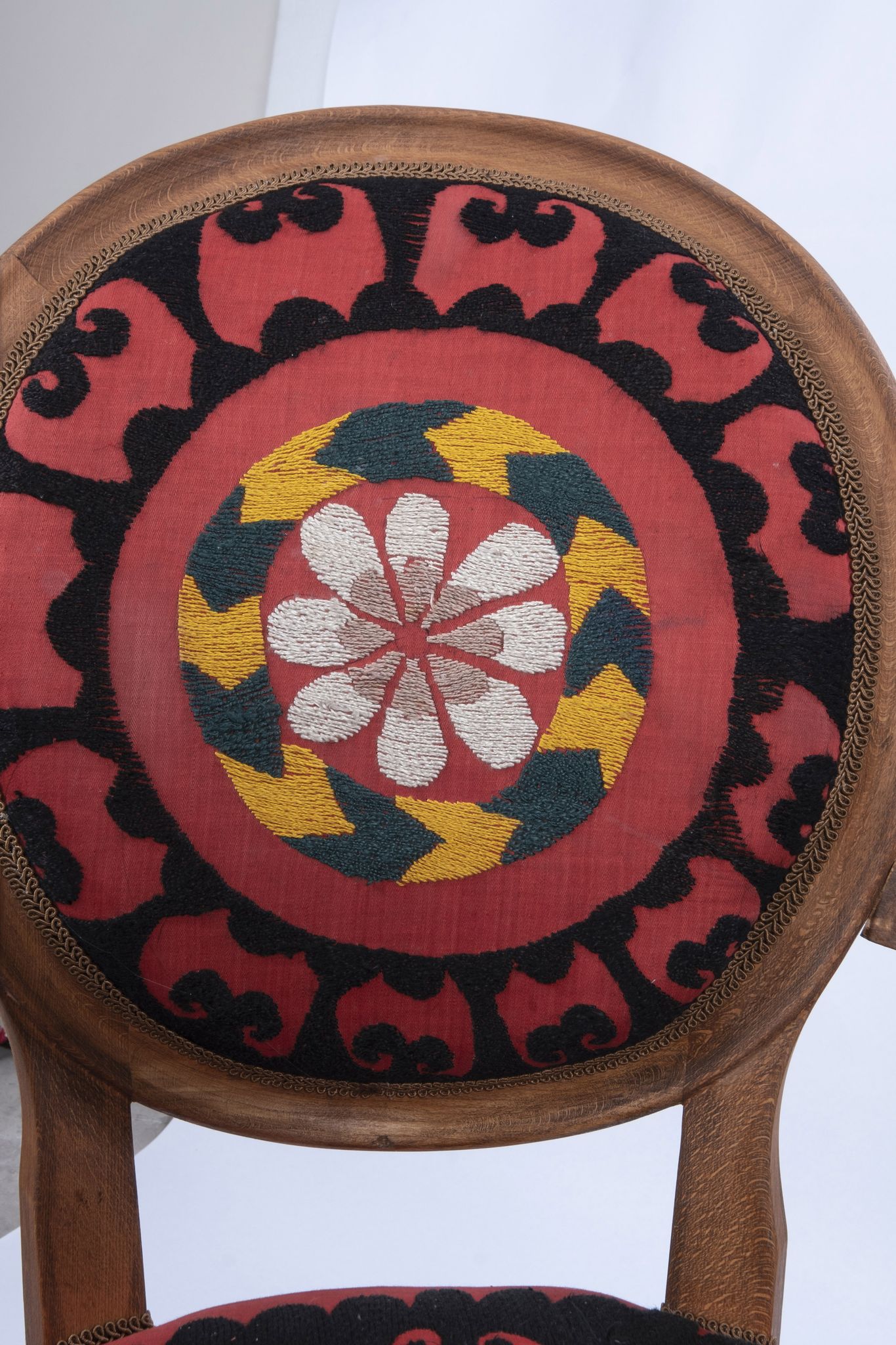 Bohemian chair, Suzani embroidery armchair with bergere style