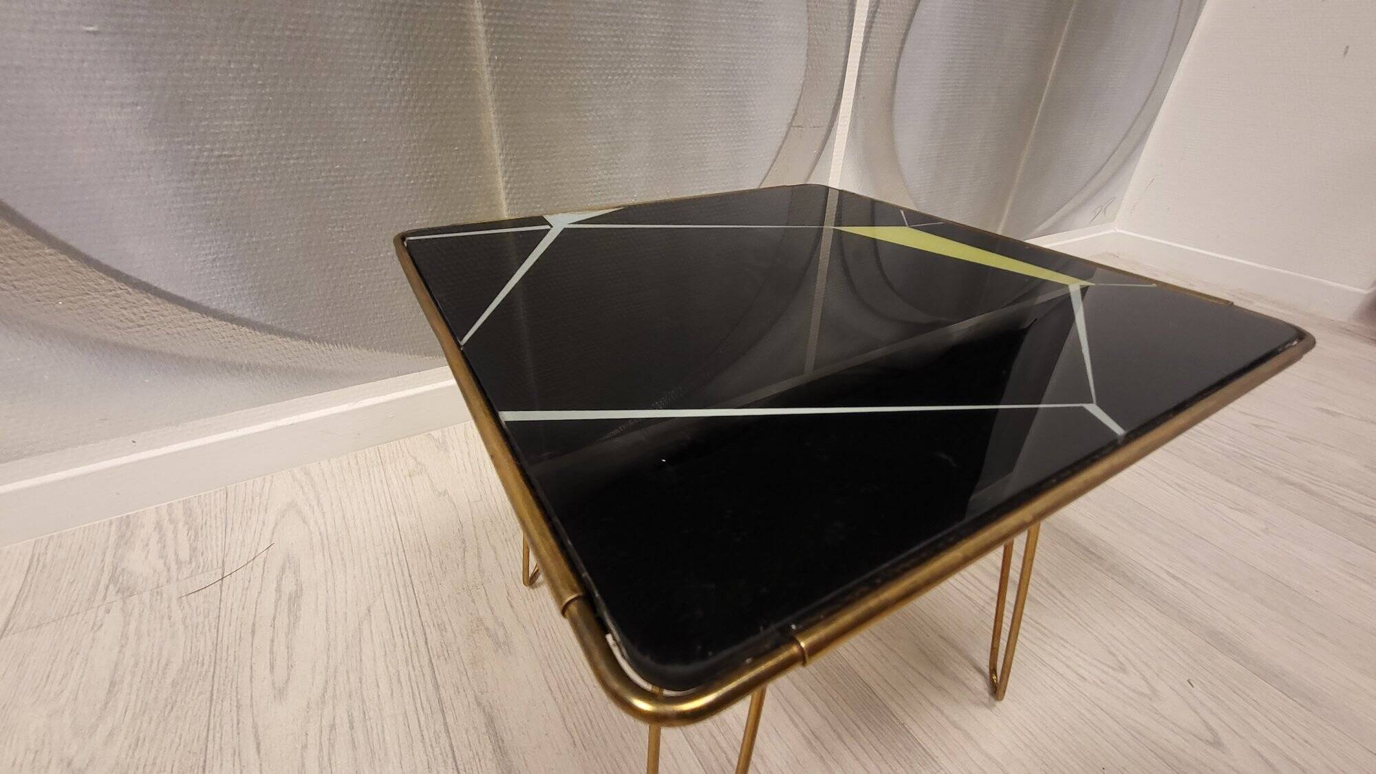 Vintage Coffee Table • Brass • Glass • 1950