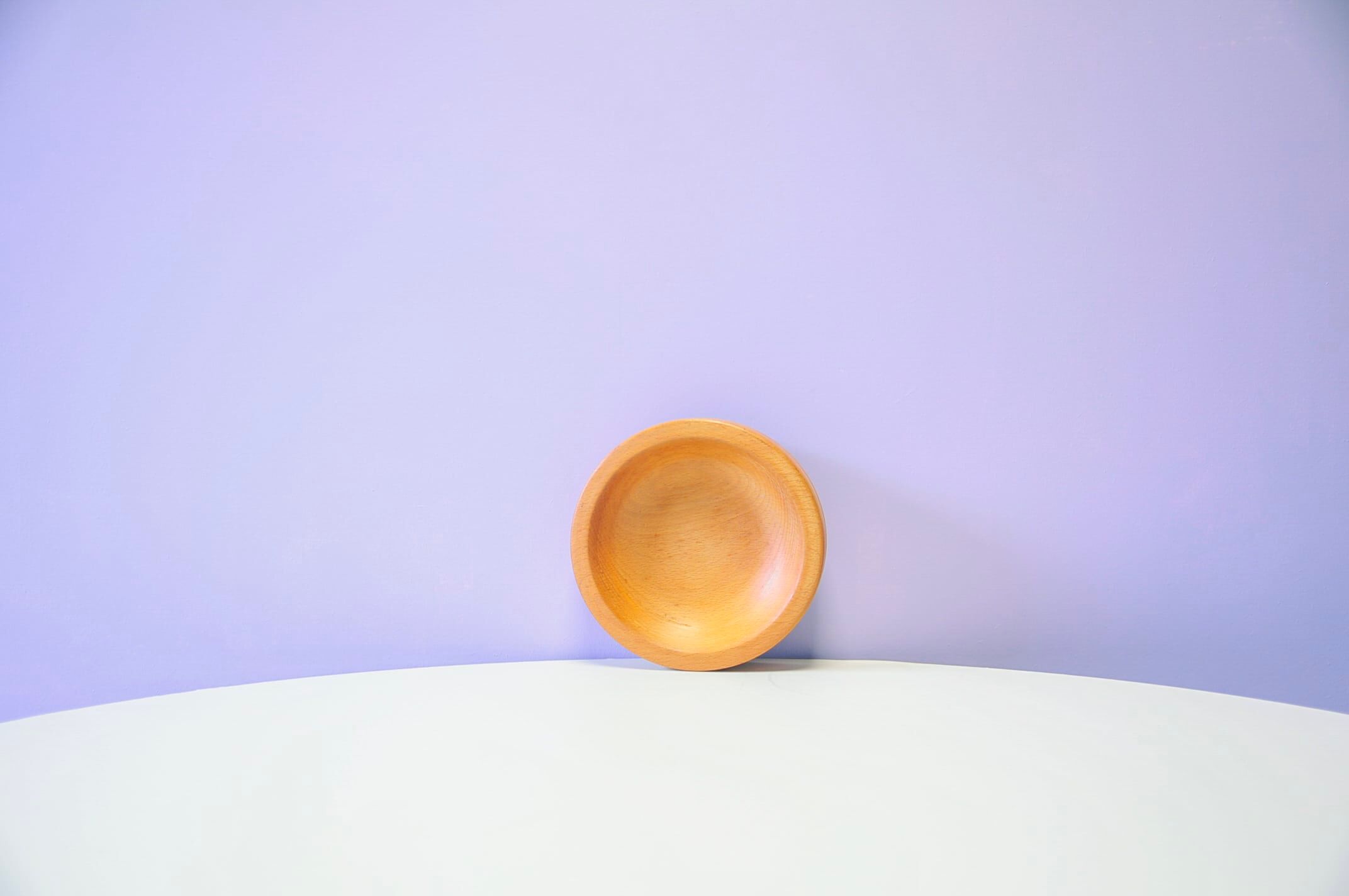 Vintage light wood brutalist bowl