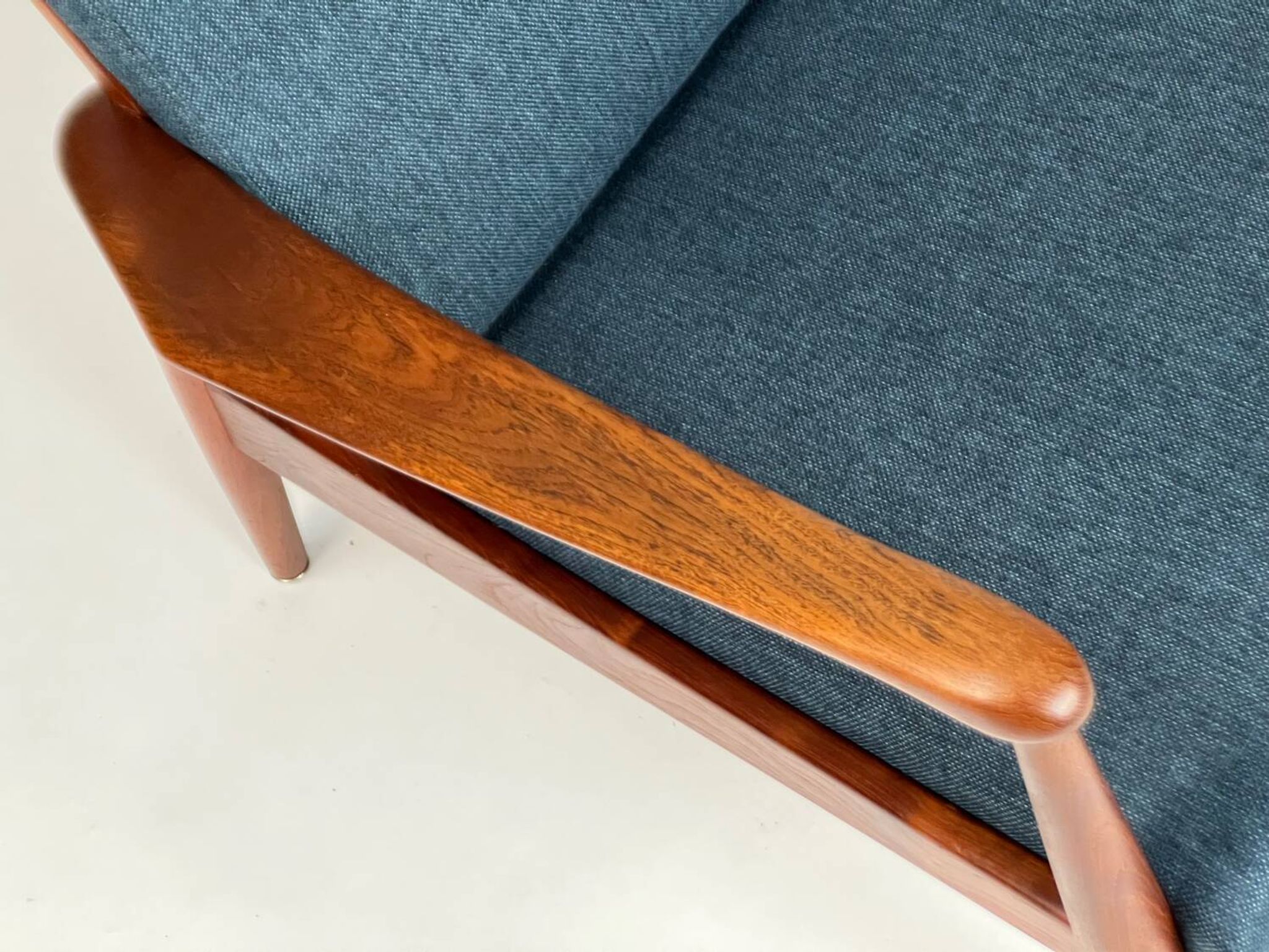Mid-century teak armchair easy chair reupholstered 60s vintage