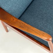 Mid-century teak armchair easy chair reupholstered 60s vintage