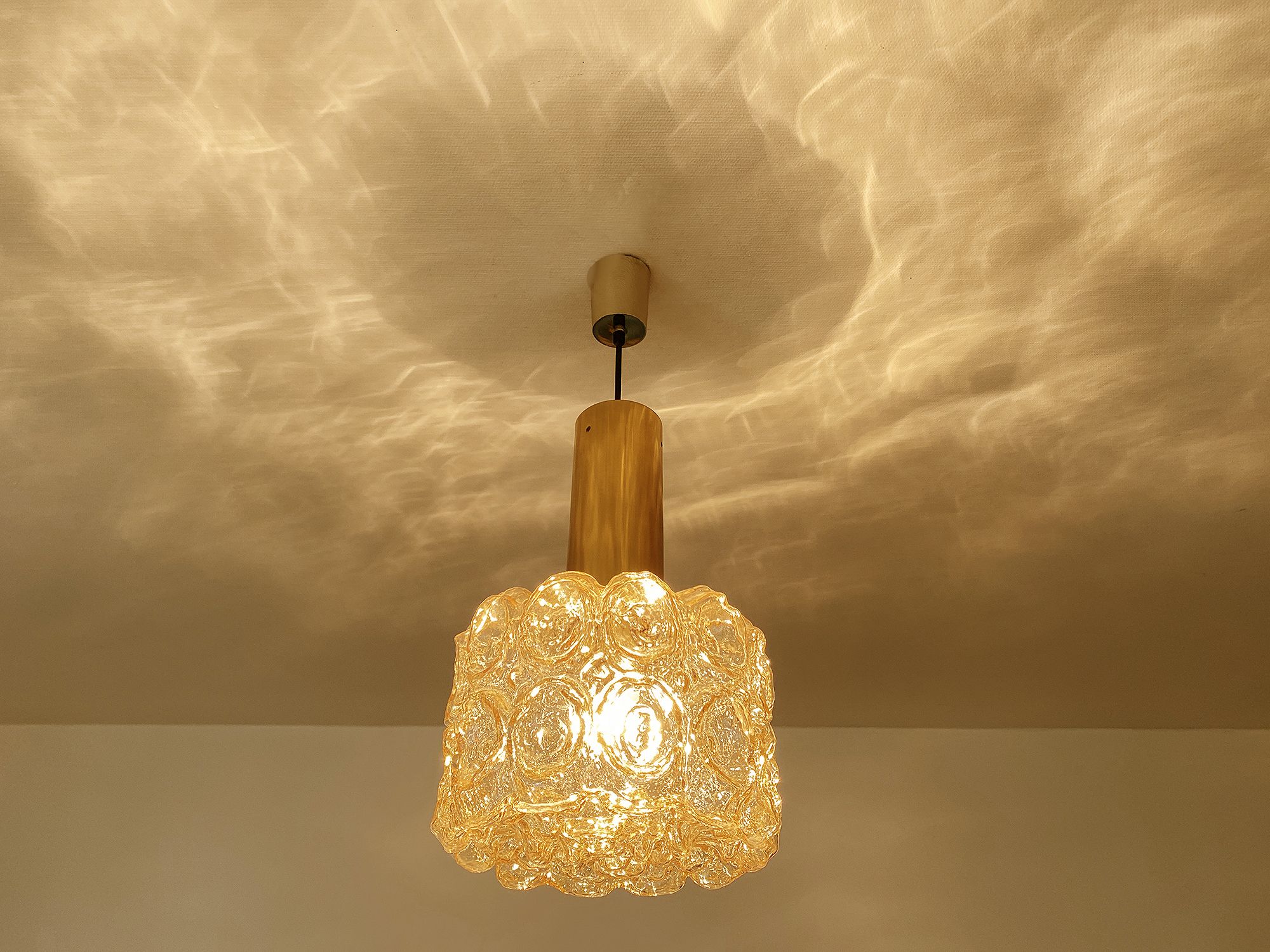 Vintage Pendant Lamp Limburg, Brass & Glass, 70s