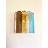 Set of Two Multicolored "Squares Bark" Murano Glass Wall Sconces in Barovia