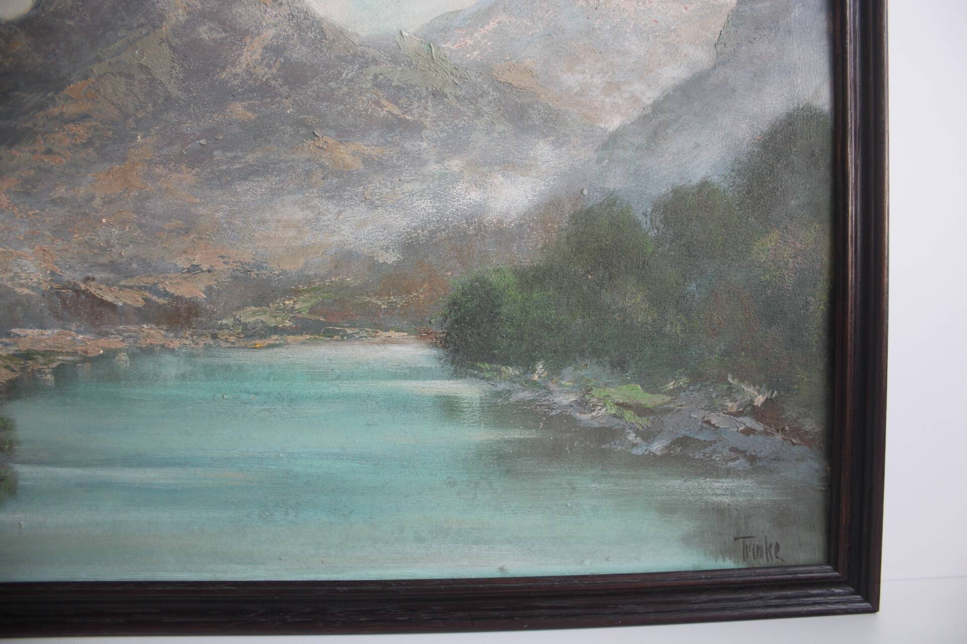 Hand painted painting, oil on fiberboard, signed, Czechoslovakia, 1960's.