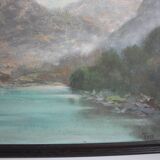 Hand painted painting, oil on fiberboard, signed, Czechoslovakia, 1960's.