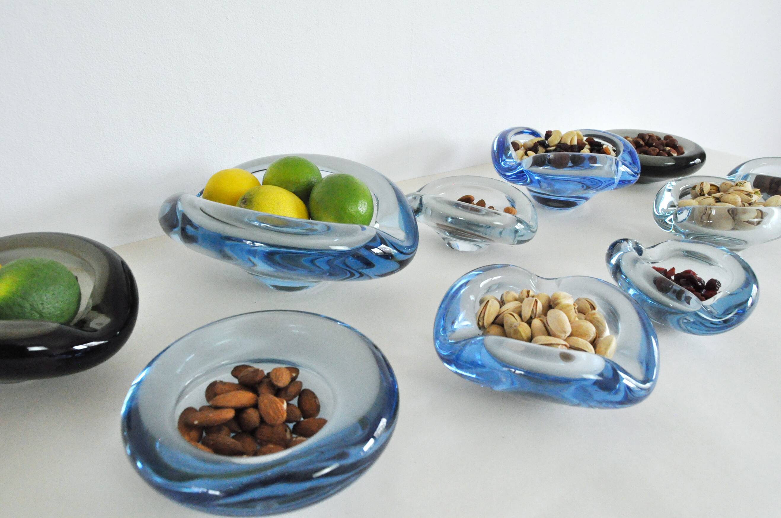 Smaller dishes or ashtrays designed for Holmegaard, 1950s to 1970s