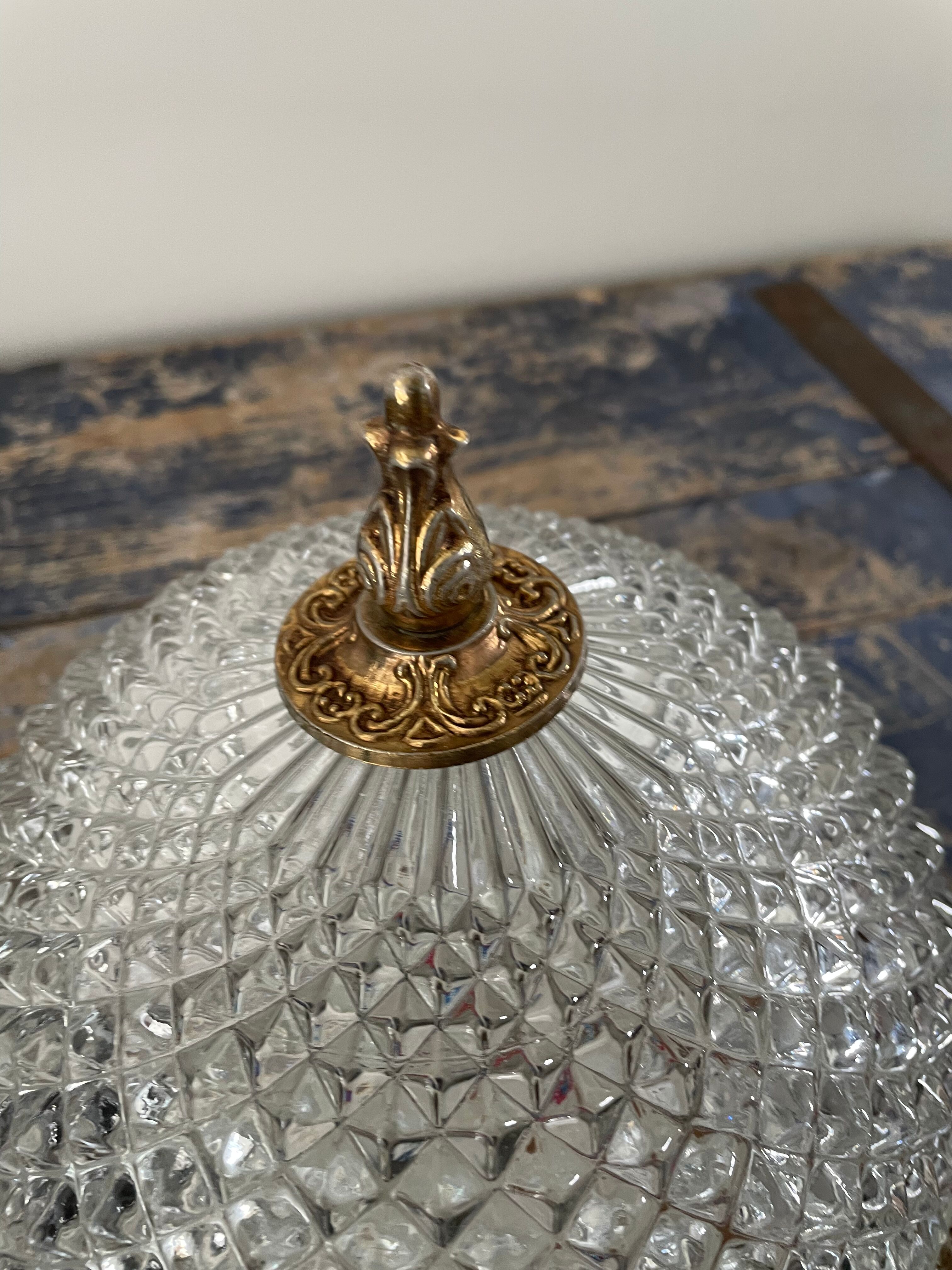 Brass ceiling lamp and glass in electrified diamond tip to nine