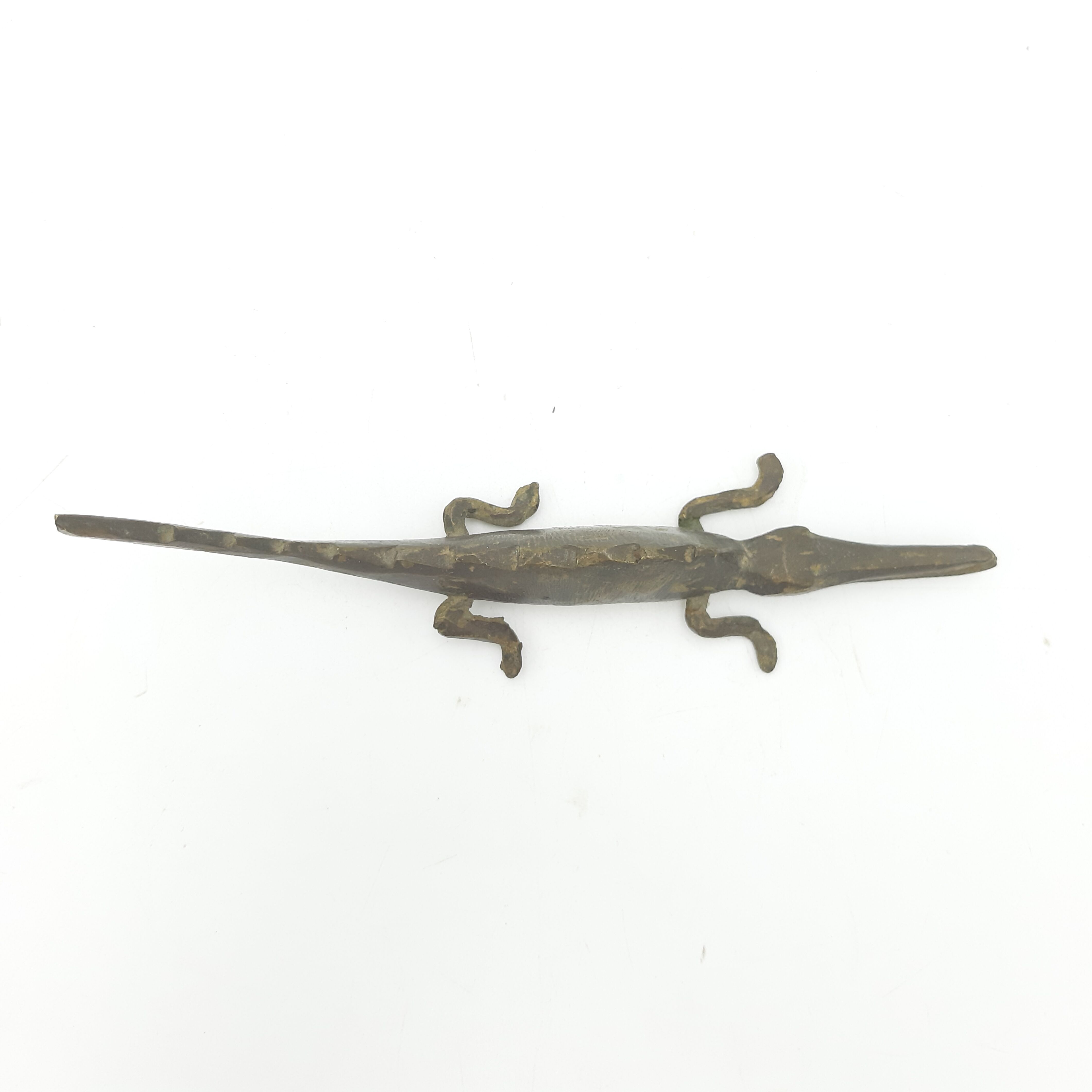 Vintage golden brass crocodile