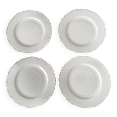 4 Assiettes à dessert en porcelaine de Limoges blanche