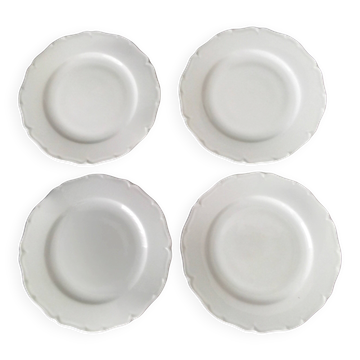 4 white Limoges porcelain dessert plates