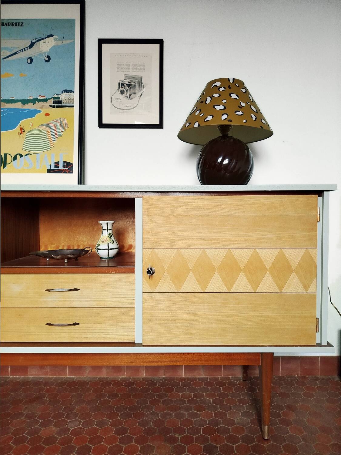 Wooden sideboard in soft green