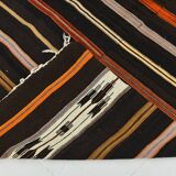 6x10 Dark Brown & Orange Strped Vintage Kilim Rug, 181x305Cm