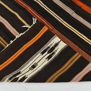 6x10 Dark Brown & Orange Strped Vintage Kilim Rug, 181x305Cm