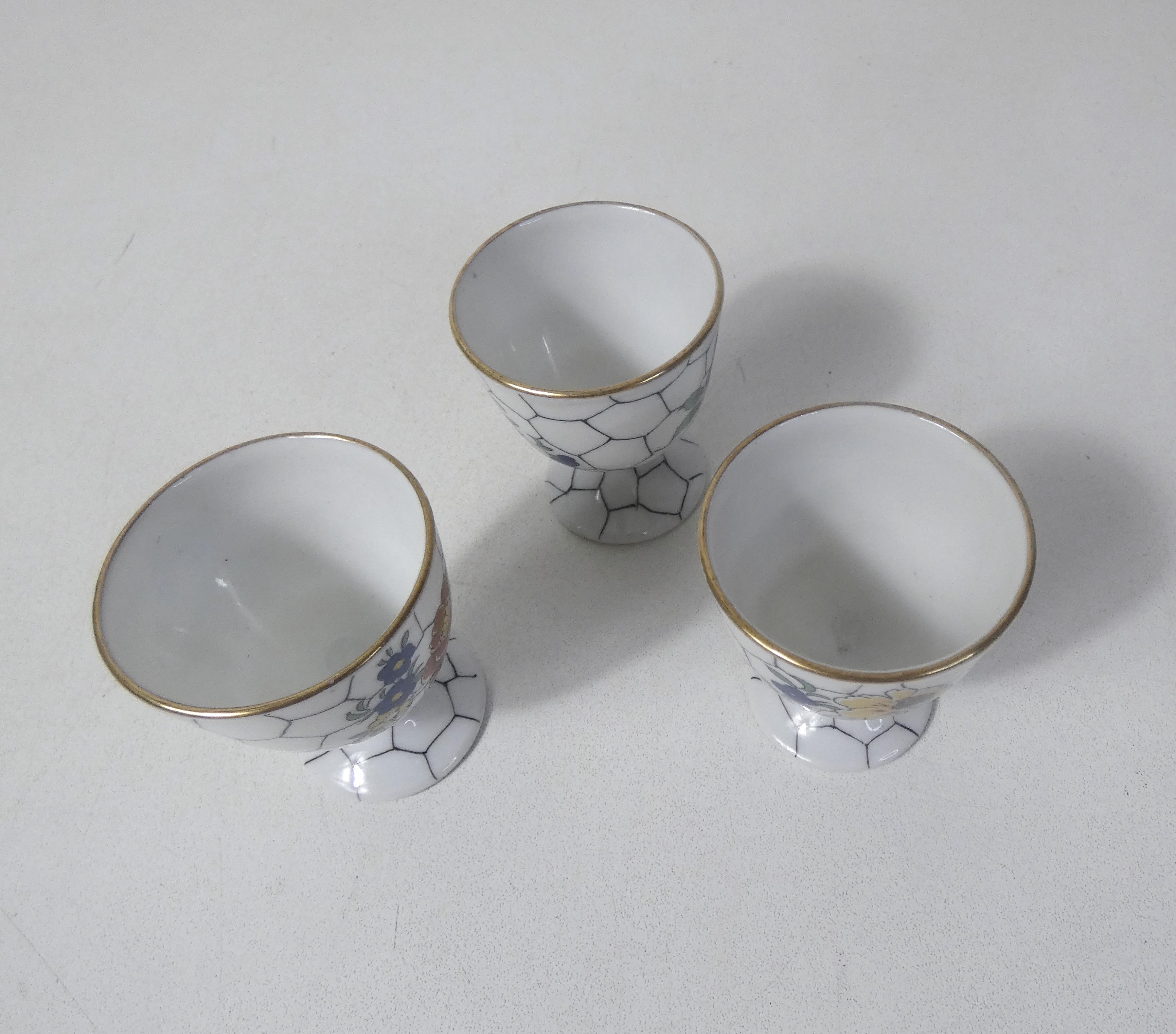 3 coquetiers art nouveau en porcelaine de Limoges