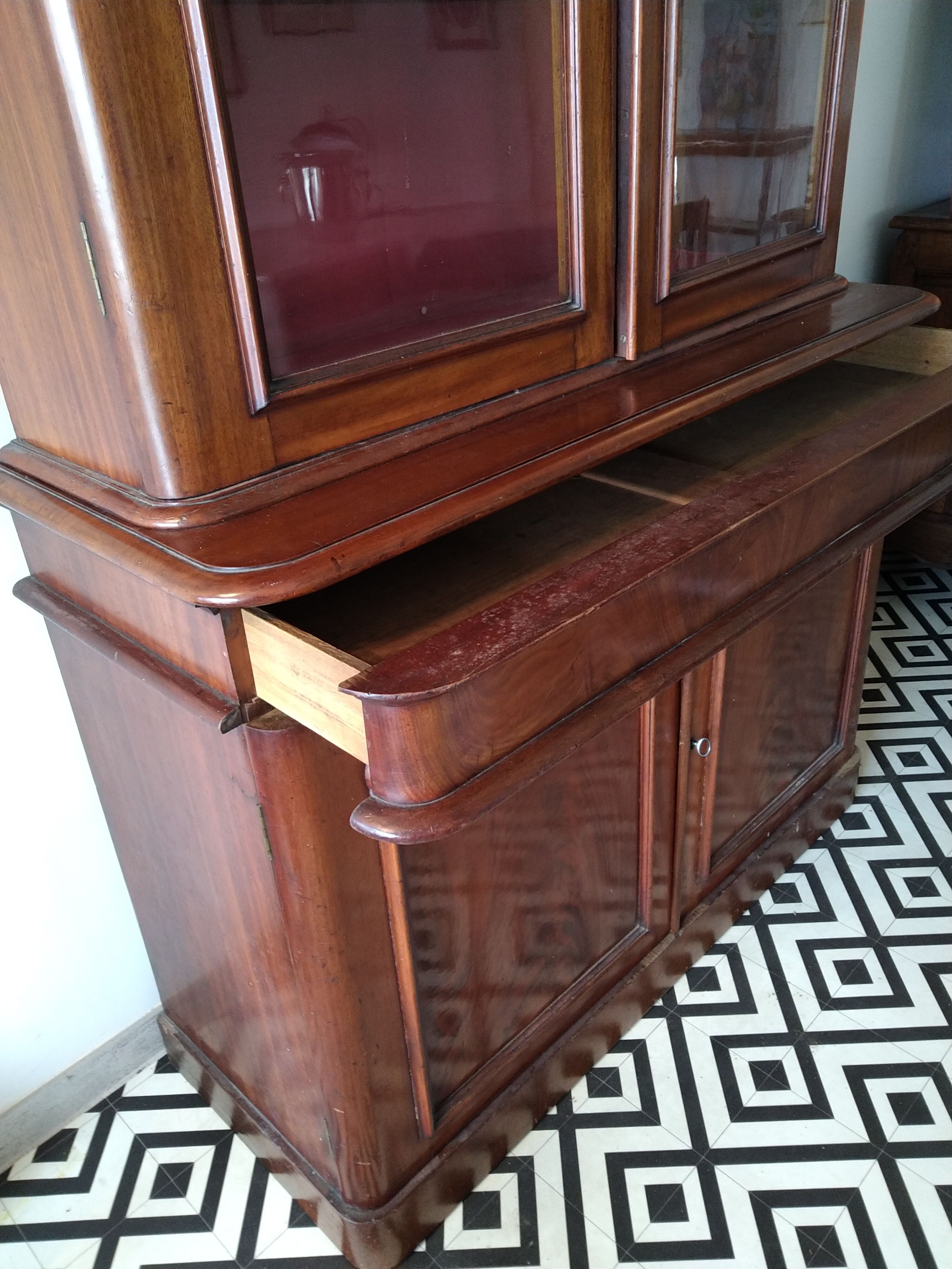 Mahogany glass bookcase