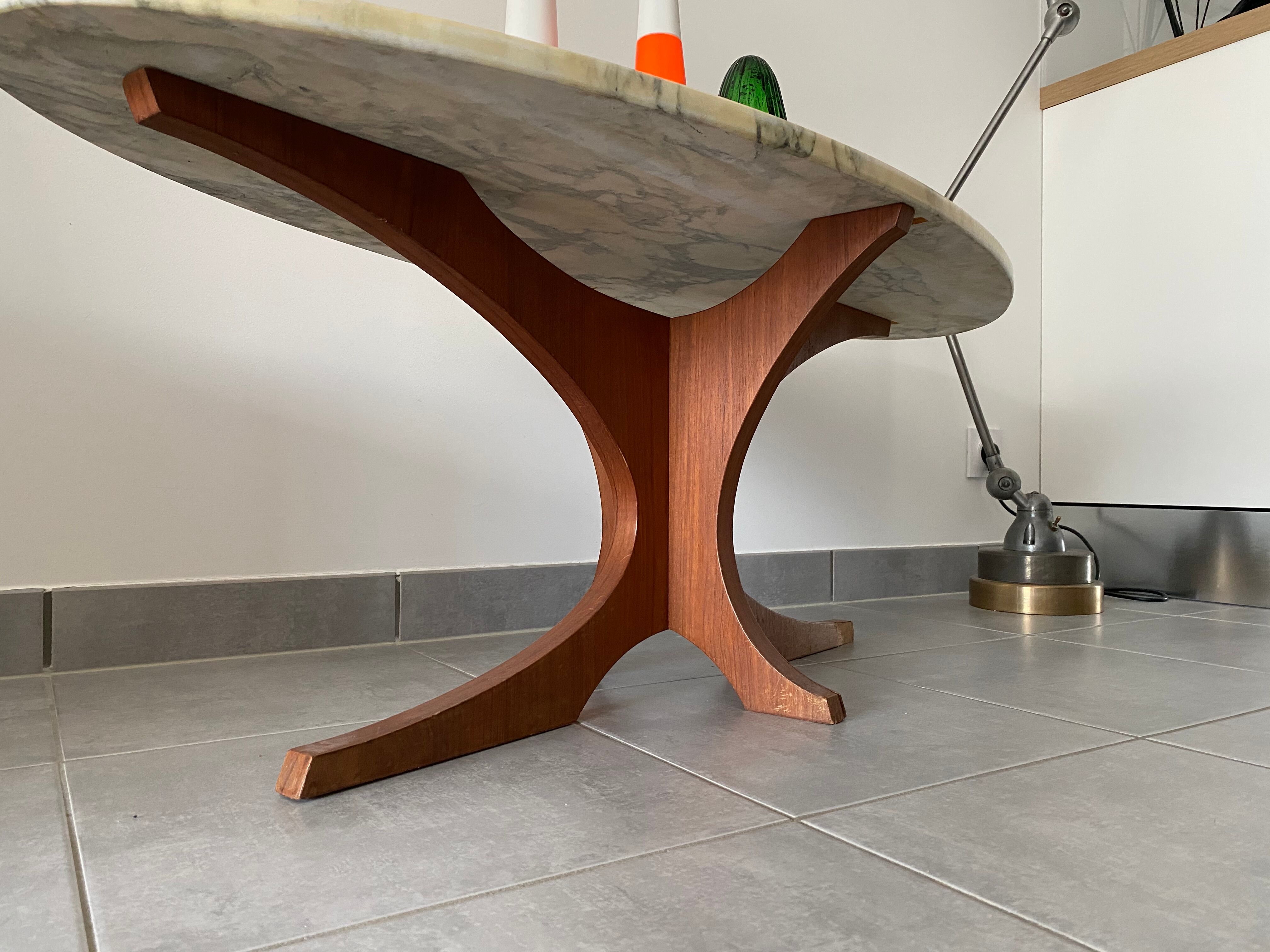 Vintage vintage coffee table oval marble tray 60/70