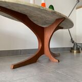 Vintage vintage coffee table oval marble tray 60/70