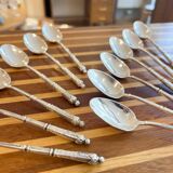Set of 12 small silver-plated metal spoons