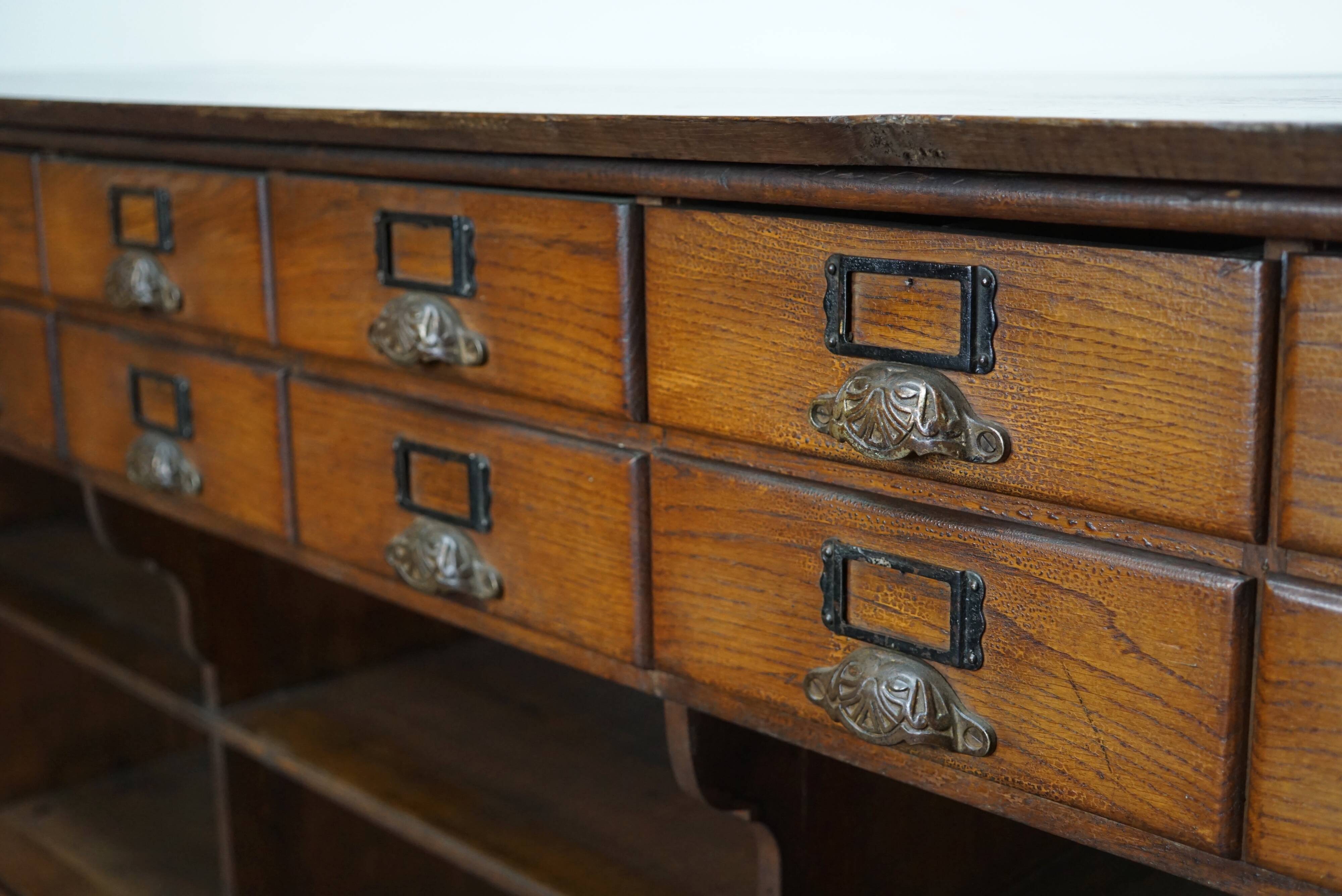 French oak late XIXth century general store shop / display cabinet