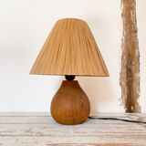 Wooden and raffia lamp