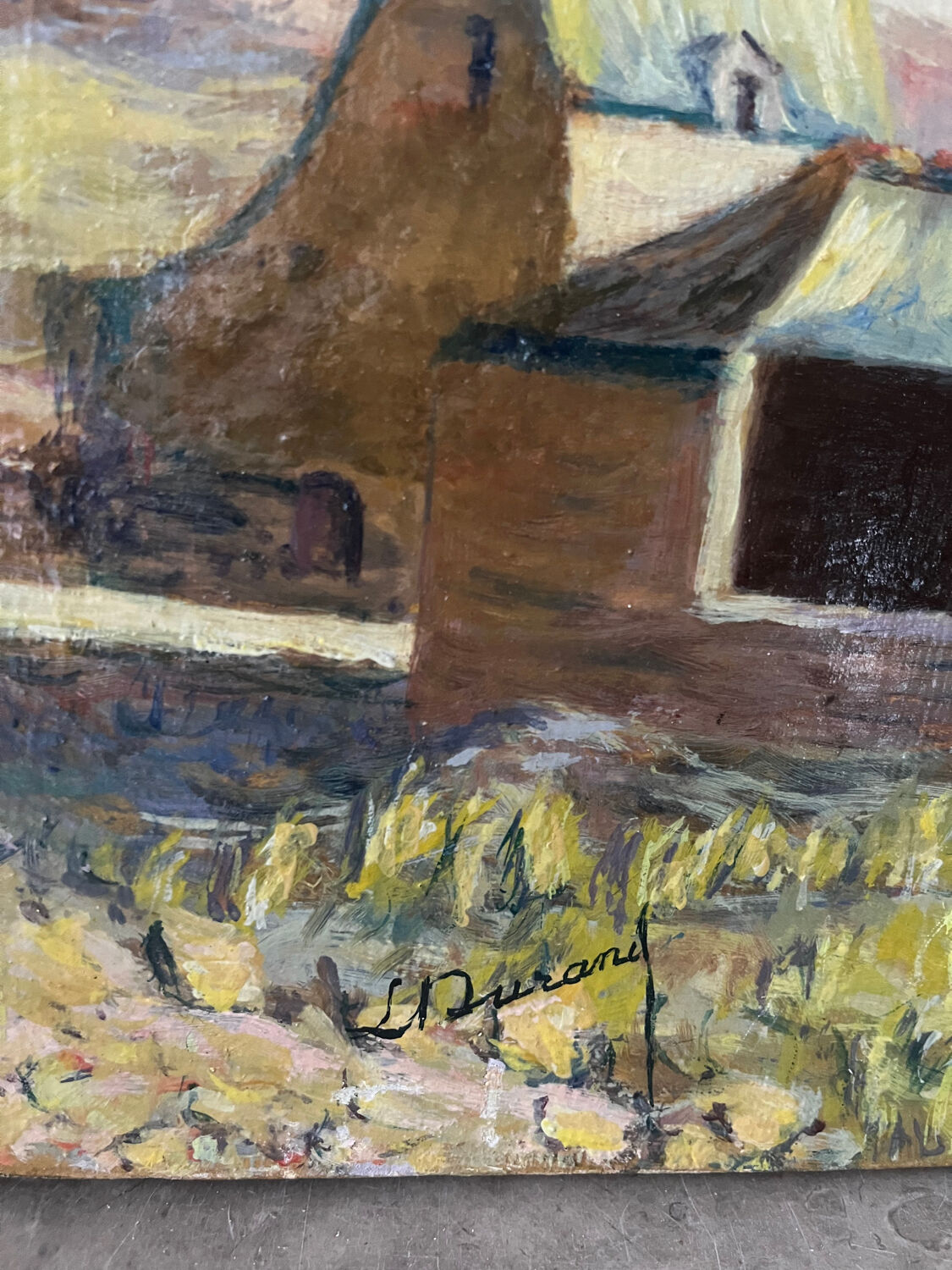 "Lioujas School", Aveyron, oil on canvas signed L Durand 1957