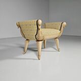 Swan neck bench, hand-carved, France, 1940s