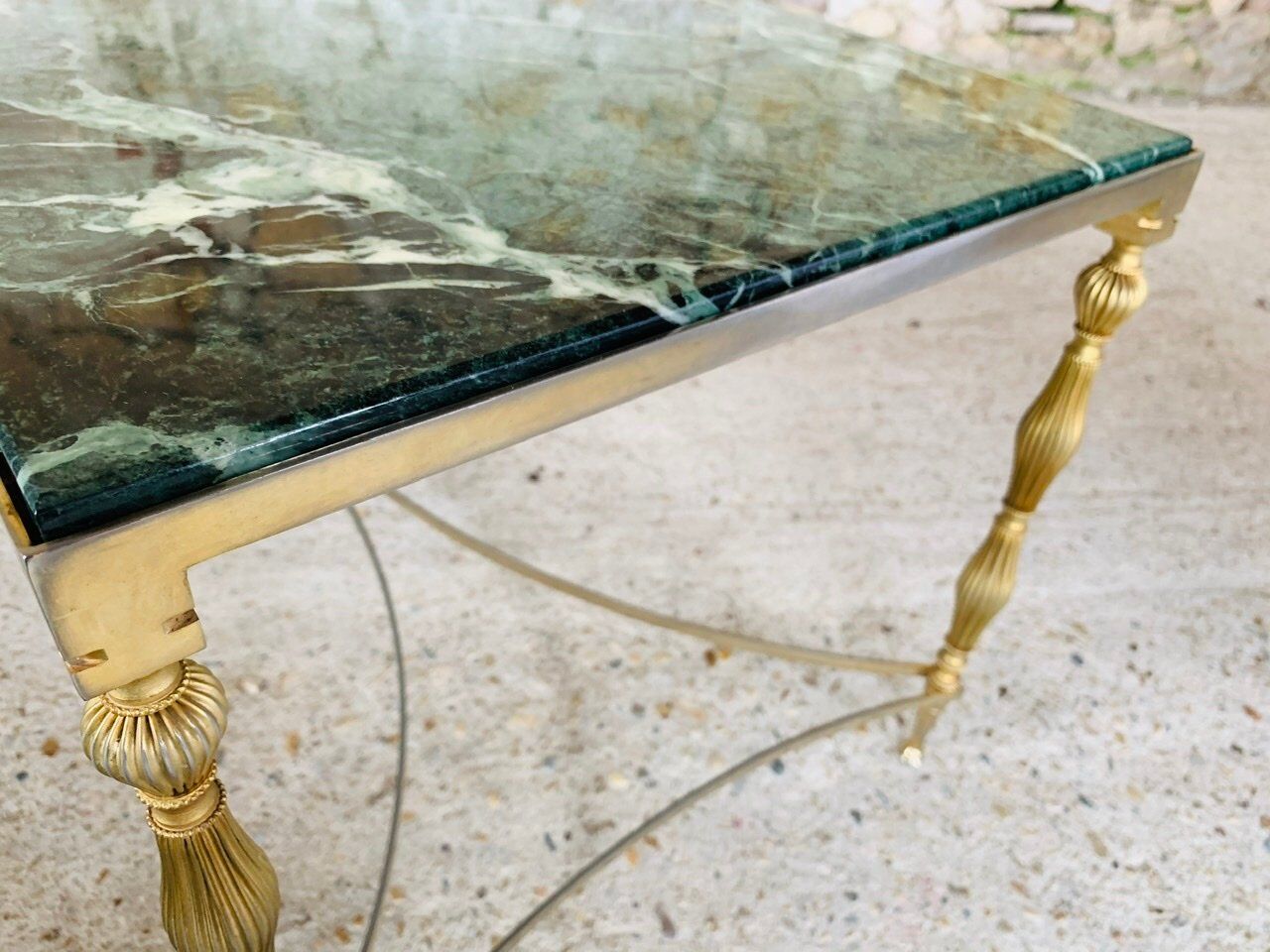 Coffee table in green marble and brass circa 50/60