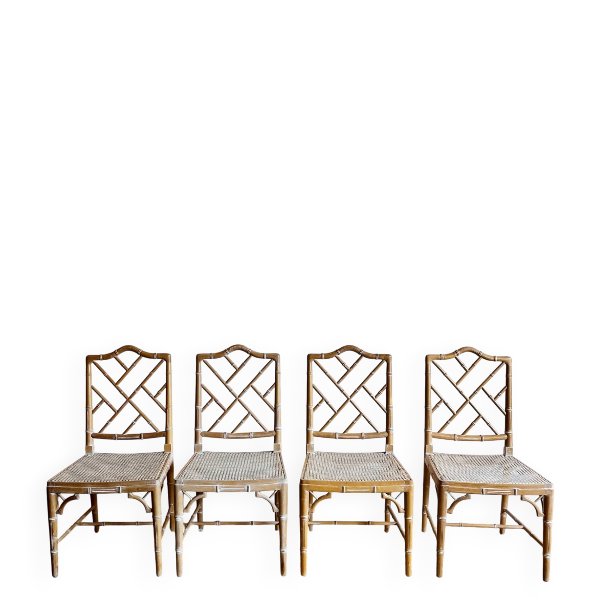 Ensemble de 4 chaises Chippendale 'Faux Bamboo' vintage