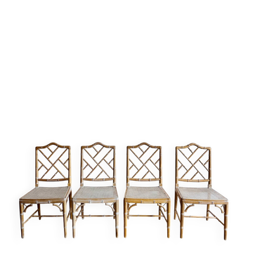 Set of 4 ‘Faux Bamboo’ Chippendale Chairs Vintage