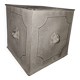Square planter with a patinated iron lion's head