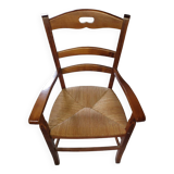 wooden armchair seat paid stained cherry