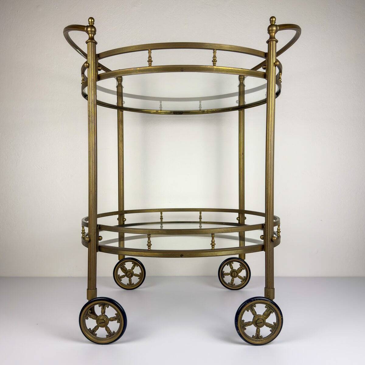 Vintage French brass bar cart, 1950s