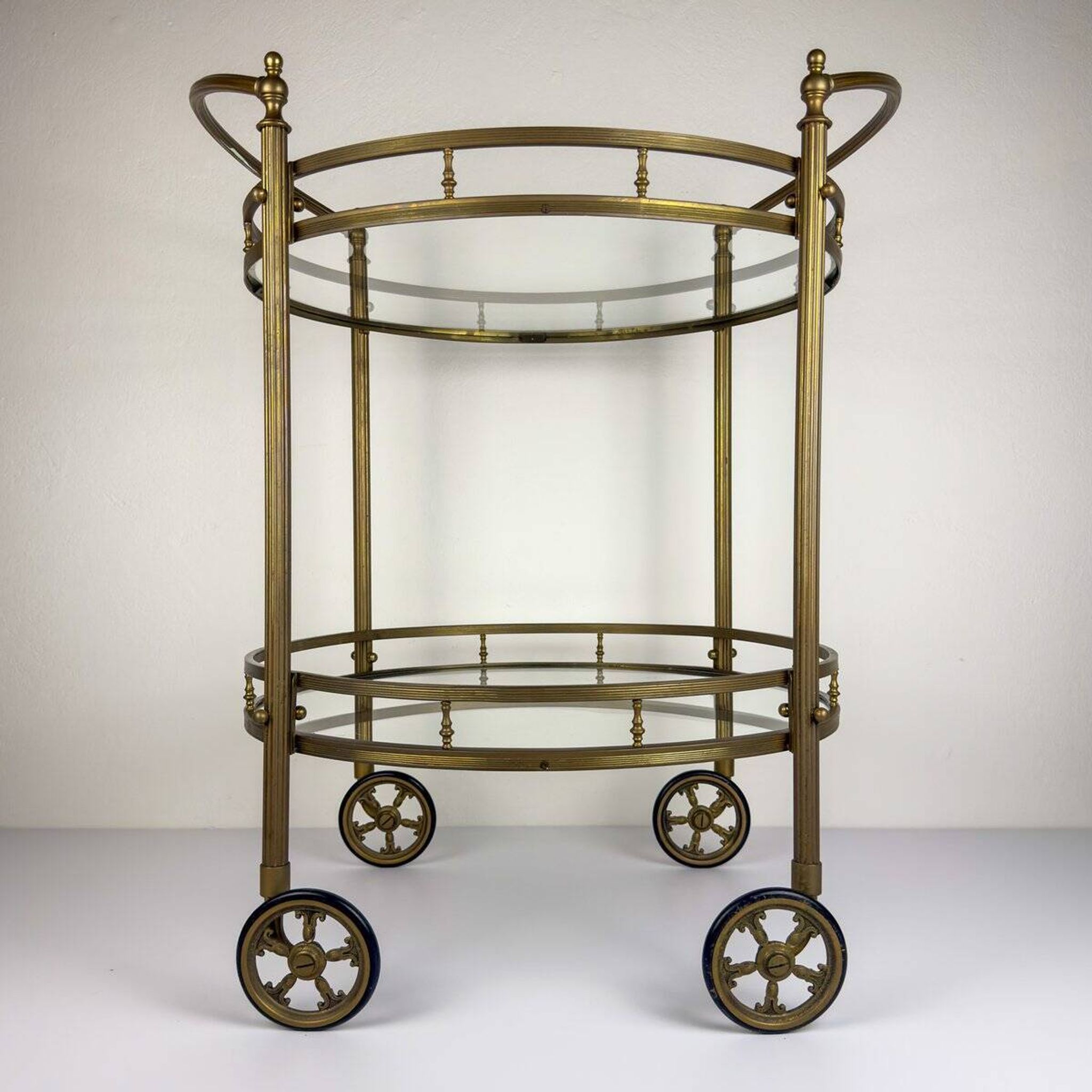 Vintage French brass bar cart, 1950s