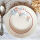 Mismatched old soup plates accompanied by a soup tureen