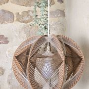 Vintage Scandinavian suspension string art wood and thread – 1970s design