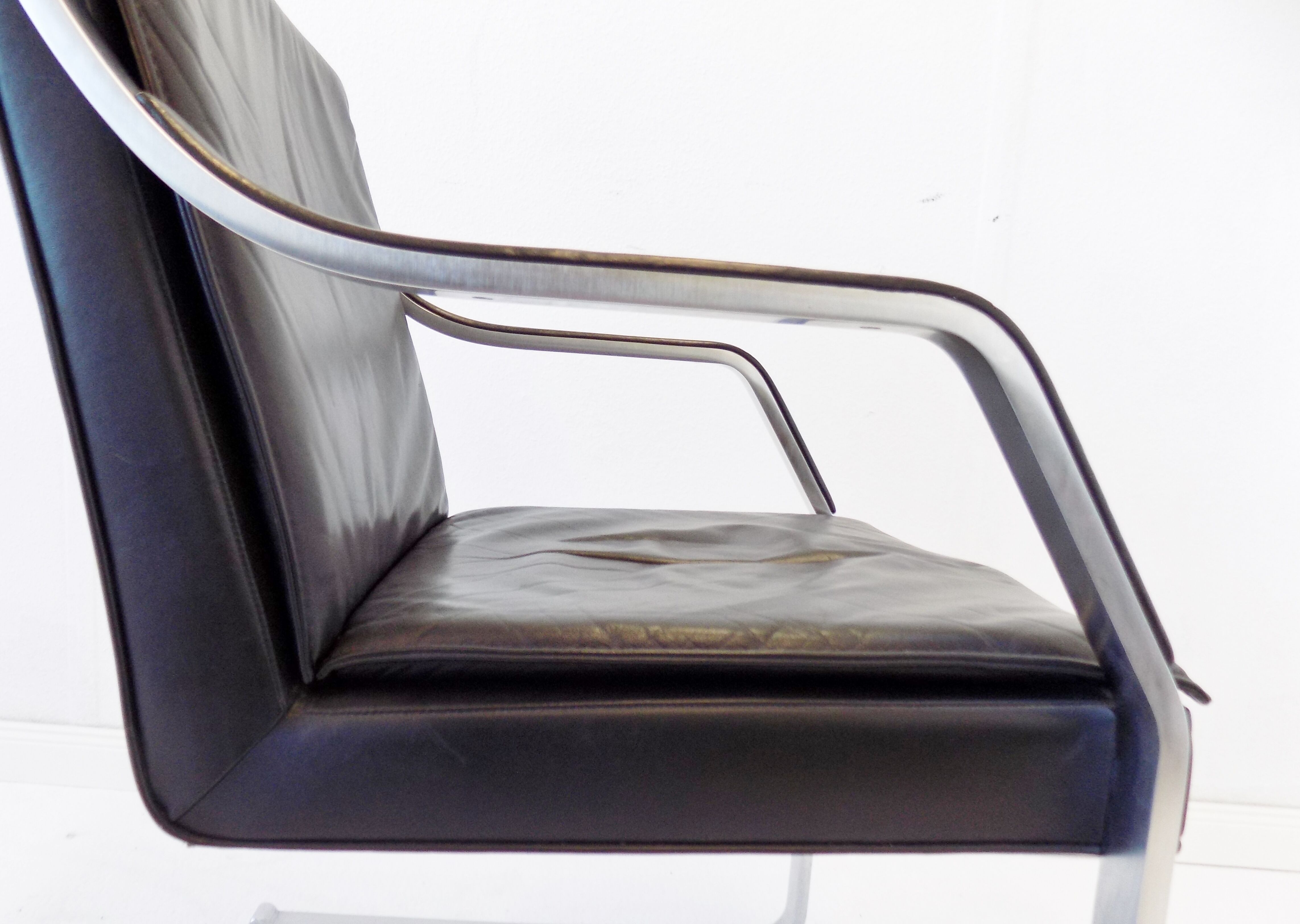 Fauteuil en cuir noir Knoll Art Collection par Rudolf B. Glatzel