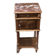 Old Henry II style bedside table in walnut with pink marble top, 19th century