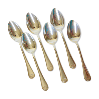 6 cuillères à soupe en métal argenté poinçonnées de l'orfèvre Liberty motif coquille 2106252