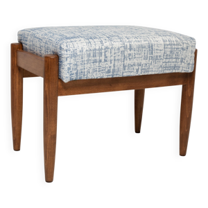 Tabouret vintage mi-siècle - lin blanc