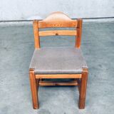Brutalist Square Model Pine Dining Chairs, 1970s, Set of 6