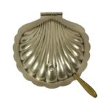 Beurrier coquillage en métal chromé et verre et couteau, Angleterre